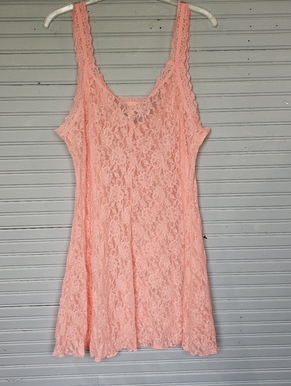 Hanky Panky Peach Orange Stretch Lace Chemise Nightgown Dress Size 2X